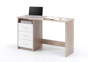 ADRIA Schreibtisch mit 3 Schubkästen sowie einem offenen Fach - Eiche SonomaNachbildung / Schubkästen WeissNachbildung - BHT ca. 120 / 76 / 50 cm
