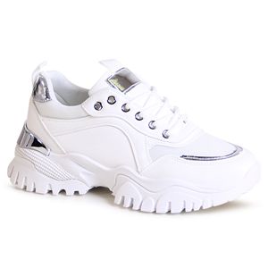 topschuhe24 2328 Damen Plateau Sneaker Turnschuhe , Farbe:Weiß, Größe:39 EU
