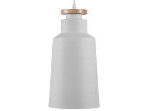 BELIANI Hängeleuchte Weiß Metall und Holz mit Schirm in Zylinderform Skandinavischer Stil für Kücheninsel Wohn- Schlaf- und Esszimmer