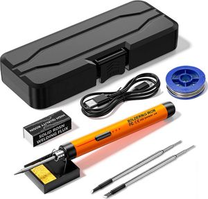 OKWISH Elektrischer Lötkolben Set - 8W Lötkolben Lötset, am Lötkolben, Einstellbare Temperatur 300℃-450℃ mit Lötkolben Stift,Lötspitzen, für DIY Kunst orange