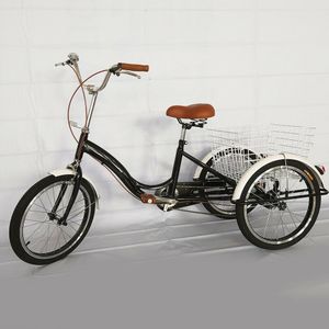 Dreirad Für Erwachsene,3-Rad-Dreirad Erwachsenendreirad mit Einkaufskorb, Fahrräder Fahrrad NEU Schwarz-weißes Farbdesign,20 Zoll, als Geschenk