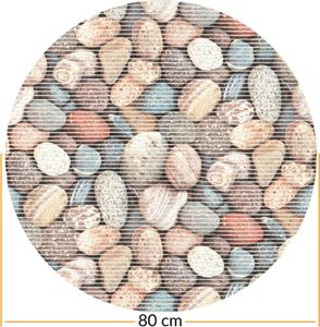 Badteppich Weichschaum Anti-Rutsch-Matte Weichschaummatte Badezimmer Entspannung Steine Kiesel Badvorleger bunt Rund 80 cm