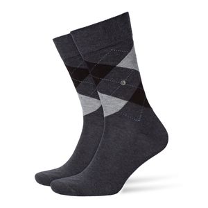 Burlington Herren Socken KING - One Size 40-46, Rautenmuster, Labeling Clip anthrazit