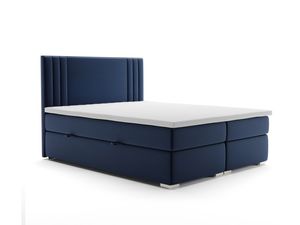 MOB, Manželská posteľ Boxspring 140 cm - Morcano (tmavomodrá) (s úložným priestorom)