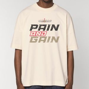 Sport-Knight® Herren Oversize T-Shirt "Pain and Gain", M / Beige