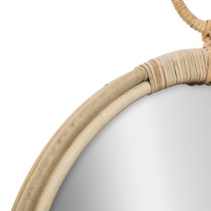 Atmosphera Spiegel, aus Rattan, rund, Durchmesser 38 cm, Holz Glas, beige, cm - Gut