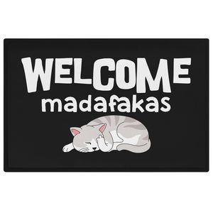 Trendation - Welcome Madafakas Lustige Fußmatte mit Spruch Geschenk Katzen 60x40 cm