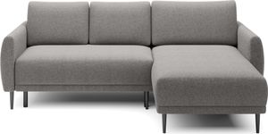 DomoHome ECKSOFA BONO Štýlová pohovka s funkciou spania, Moderný dizajn, Robustné drevené nožičky, Elegantné podrúčky, Hlboký sedák 226x164x88cm, Pravá strana sivá