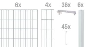 Alberts Cluster Gabionenzauset Einbetonieren Steinkorb Höhe 80-180cm Länge 2-10m, Farbe:feuerverzinkt, Zaun-Länge:6 m, Zaun-Höhe:80 cm