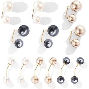 12 Stück Doppel Faux Perlen Brosche Kragen Clip Schal Clip Doppelköpfige Perlen Cardigan-Brosche Ausschnitt Brosche Pullover Kleidung Sweater Shawl Clip Hut Tasche künstliche Perlen Dekoration