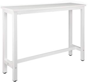 WOLTU 1x barový stôl bistro stôl barový stôl jedálenský stôl, kovový rám, stolová doska z MDF, biely, 140x40x100cm(ŠxHxV)
