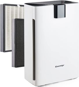 Greenmigo Luftreiniger AP300 Air Purifier mit HEPA Filter Aktivkohlefilter Ionisator,99.97% Filterleistung,Leiser Betrieb,Gegen Tiergerüche Rauch Pollen Staub,Luftreiniger für Allergiker und Raucher