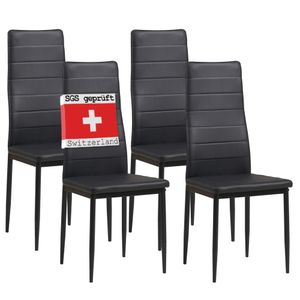 Albatros Stoličky do jedálne MILANO Set of 4, Black - Čalúnené stoličky s poťahom z umelej kože, moderný štýlový dizajn k jedálenskému stolu - kuchynská stolička alebo stolička do jedálne s vysokou nosnosťou: 110 kg