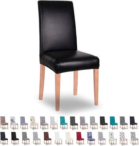 Poťah na stoličku SPRINGOS, 90% polyester, 10% Elastan, čierna koža, 38-70 cm