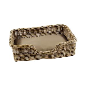Kobolo Hundekorb Hundesofa aus stabilem Rattan geflochten inkl. Kissen 72x53x20 cm
