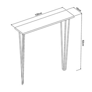 Konsolentisch Kokemäki Standregal mit Hairpinlegs 120 x 18 x 82 cm Sideboard Dekoständer Schwarz