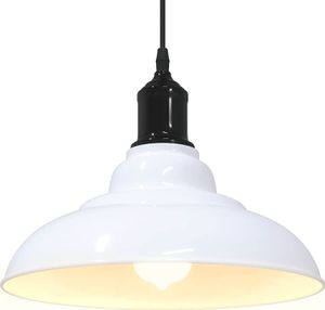 vidaXL Závesné svetlo Výškovo nastaviteľné E27 Biele lesklé Ø 31 cm Kov vidaXL Závesné svetlo Výškovo nastaviteľné E27 Biele lesklé Ø 31 cm Kov