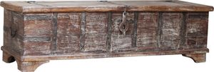 Vintage Holzbox, Holztruhe, Couchtisch, Kaffeetisch aus Massivholz, Verziert - Modell 54, Braun, 40*142*41 cm, Truhen, Kisten, Koffer