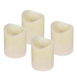 ToCi LED Kerzen Set Creme mit 4 flammenlosen Echtwachs-Kerzen (Ø7,5x10cm) mit beweglicher Flamme und Timer