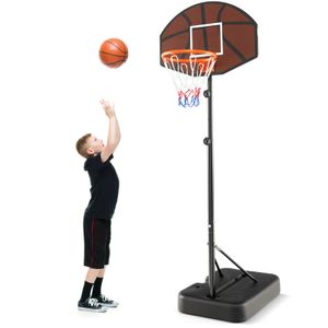 COSTWAY Basketballkorb Outdoor, Basketballständer 172-200cm höhenverstellbar mit Rückenwand & Ständer