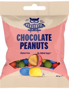 HealthyCo Chocolate Peanuts 40 g arašidy v čokoláde / Zdravé potraviny / Arašidy v chrumkavom čokoládovom kabátiku bez pridaného cukru a bez lepku