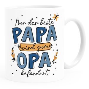 Kaffee-Tasse Geschenk für Papa zum Vatertag Spruch Nur der beste Papa wird zum Opa befördert SpecialMe® Uni-Weiß Keramik-Tasse