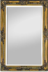 Rococo by Casa Chic - Goldener Shabby Chic Wandspiegel - 90 x 60 cm - Handgefertigter Spiegel - Barock - Groß - Massivholz - Antik Gold