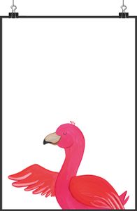 Mr. & Mrs. Panda Poster Flamingo Yoga DIN A1 - Weiß - Geschenk, Baum, Yoga-Übung, Namaste, Entspannung, Kinderposter, Wanddeko Bild, Bild, Vogel, entspannt, Designposter