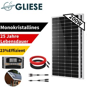 200W 12V monokristallin Solarmodul Solarpanel kit PV Solarzelle Photovoltaik Wohnmobil Dachinstallation 0% MwSt