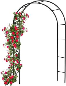 Forever Rosenbogen aus Metall Rankgitter Rosenhilfe aus Pulverbeschichtetem Stahl, Garten Decoration und Verzierung Kletterer 240x140cm/Schwarz