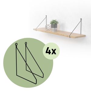 ML-Design 8 Stück Regalträger dreieckig, 20x20x25 cm, Schwarz, aus Metall
