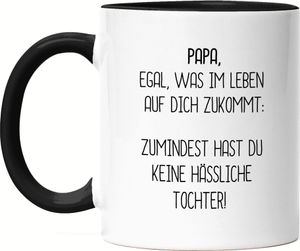 Tasse Schwarz Papa Wenigstens Keine Hässliche Tochter Lustig Vatertag Geschenkidee Bester Papa Dad