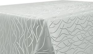 BEAUTEX Tischdecke Streifen (Hellgrau; 110x110 cm Eckig) Damast mit Bogenrand; Pflegeleichte Tischwäsche