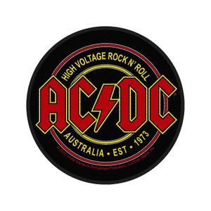 AC/DC - Patch "High Voltage Rock N Roll", gewebter Stoff RO9386 (Einheitsgröße) (Schwarz/Rot)