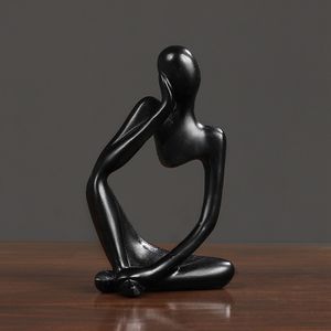 Denker Statue Modernen Kunst Figur Nordischen Stil Abstrakte Skulptur Bücherregal Deko Sammlerstück Schwarz Richtiger Denker 7,5*6*13 cm