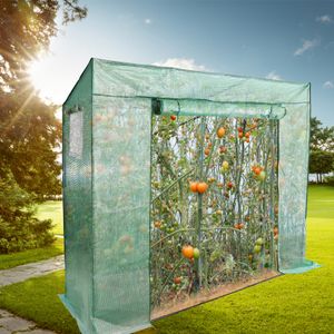 Jiubiaz Fóliový skleník Skleník pro rajčata, s mřížovou fólií a dálkovým oknem pro pěstování na zahradě, 200*80*170 cm, zelený