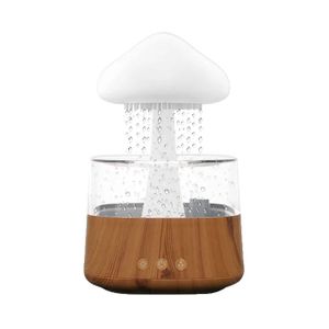 Luftbefeuchter, Pilzlampen-Design, farbenfrohe Nachtlampe, 450ML Holzmaserung