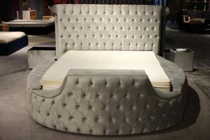 Okrúhla posteľ Moderný dizajn čalúnené okrúhle postele Látková posteľ Chesterfield Nová