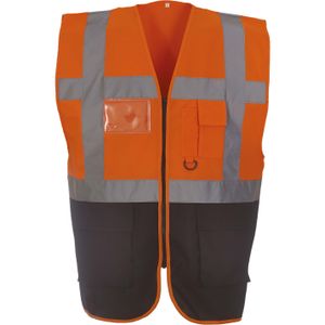 Herren Multi-Functional Executive Waistcoat - Farbe: Hi-Vis Orange/Black - Größe: S
