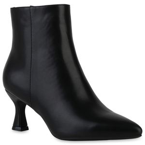 VAN HILL Damen Klassische Stiefeletten Stiletto Spitze Schuhe 840599, Farbe: Schwarz, Größe: 39