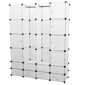 [neu.holz] 16 - Fächer Garderobe Regalsystem (180 x 145 x 37cm) (weiss) PP-Kunststoffregal Faltregal Kleiderregal