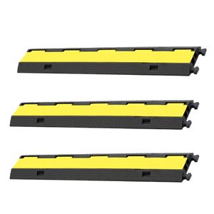 SEVICO Kabelbrücke Boden Kabelkanal 3 Stk. Gummi Kabelkanal Aussenbereich Kabelschutzmatte mit Deckel Kabelschacht Anti-Rutsch Kabelschutz V94 X3