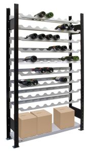 SCHULTE Regalwelt Weinregal für bis zu 96 Flaschen, 180x100x25 cm (HxBxT), schwarz-silber, Getränkeregal, Weinflaschenregal, Flaschenregal