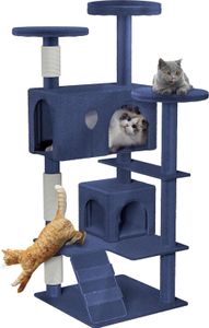 JOIEYOU Kratzbaum Groß Katzenkratzbaum 49 x 49 x 130 cm XXL Katzenbaum mit Sisal-Säulen & Katzenhöhle, Anti-Rutsch Blau Aktivitätskratzbäume für Mehr Katzen, K1254