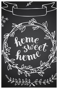 Wallario Premium Teppich, Größe 90 x 140 cm, Home sweet Home  Weiß auf Schwarz