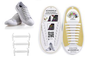 SCHNÜRRLIE elastische Silikon Schnürsenkel - Schuhband ohne Schuhe Binden für Kinder und Erwachsene - Weiß