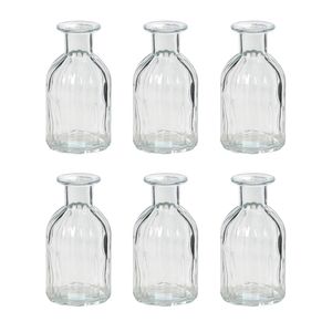 6tlg. Glasvase WEDDING klar kleine gerillte Vasen aus Glas im Landhausstil H14,5cm