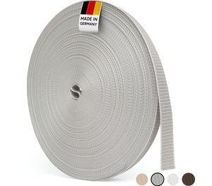 BAUHELD® 50m Rolladengurt 14mm - Grau [Hergestellt in Deutschland]