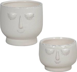 Blumentopf mit Gesicht Übertopf weiss Keramik 2erSet Topf Pflanztopf Ø7,5+12cm H6+11,5cm Blumentopf mit Gesicht Übertopf weiss Keramik 2erSet Topf Pflanztopf Ø7,5+12cm H6+11,5cm
