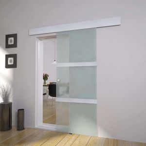 vidaXL Drzwi przesuwne szklano-aluminiowe 178 cm srebrne